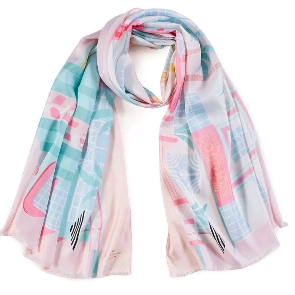 NWT~KATE SPADE SILK HOTEL VALENTINE PINK SCARF